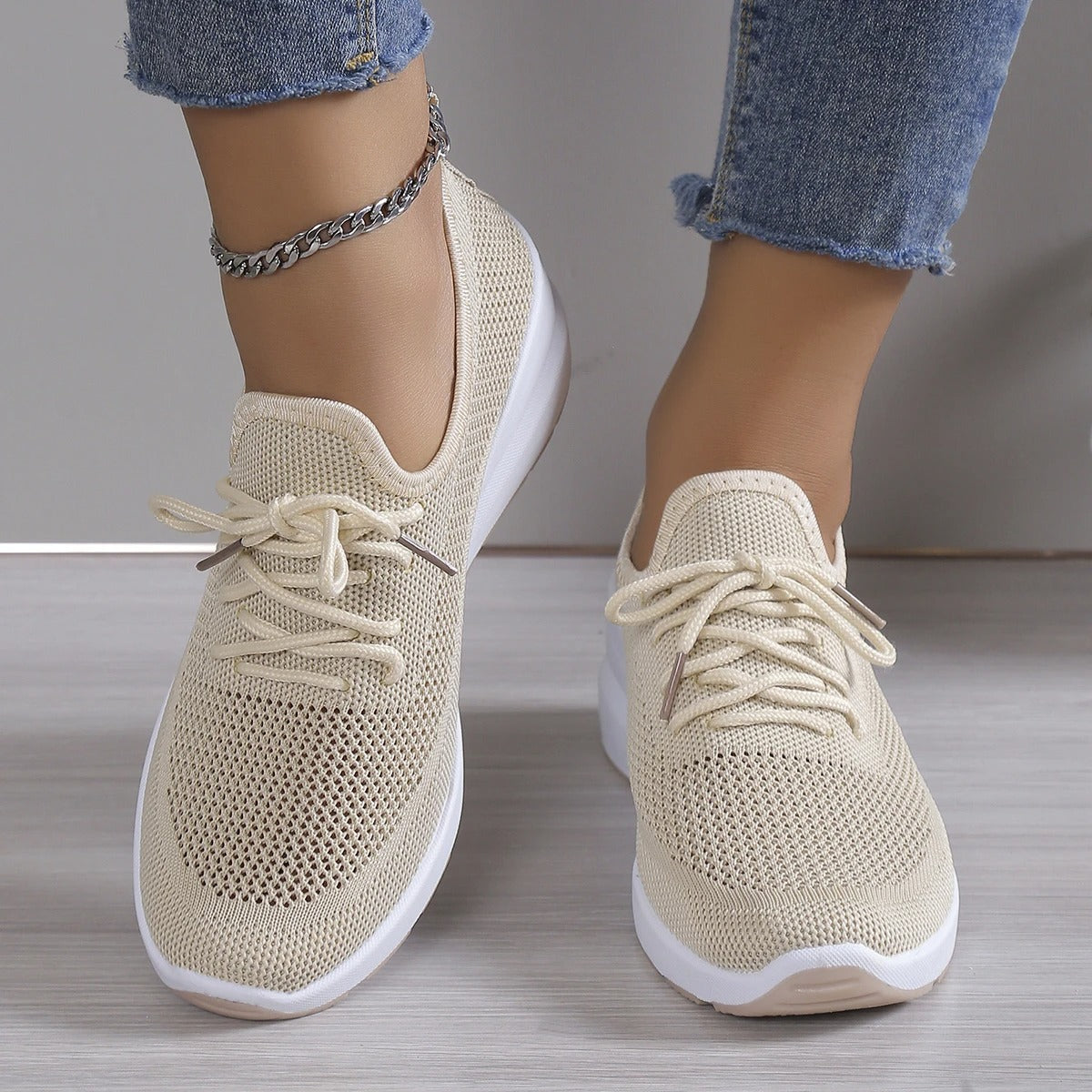 Zapatillas de malla para mujer — Deportivas con plataforma y cuña casual