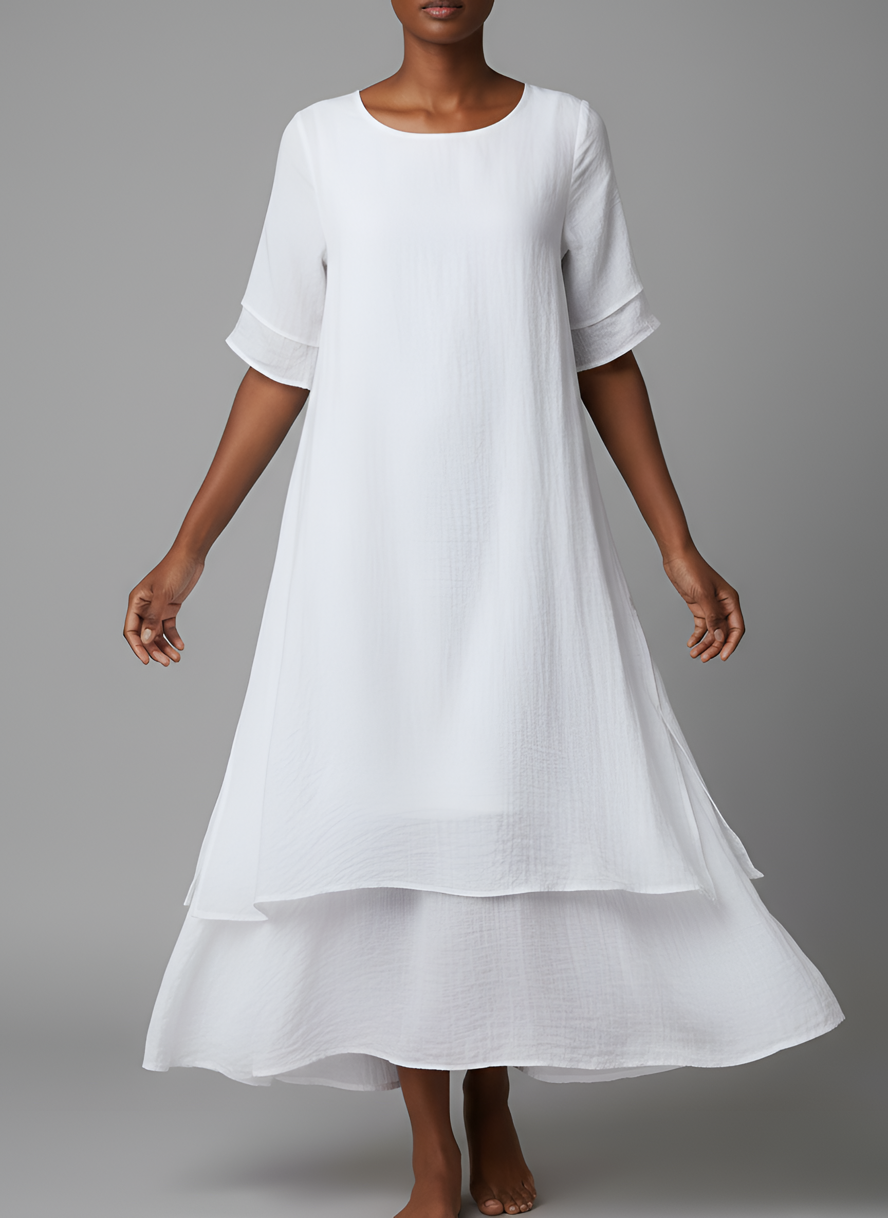 Vestido largo para mujer — Mezcla de algodón con dobladillo irregular casual