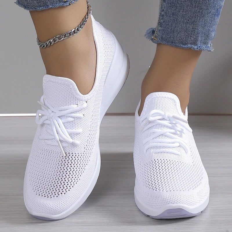 Zapatillas de malla para mujer — Deportivas con plataforma y cuña casual