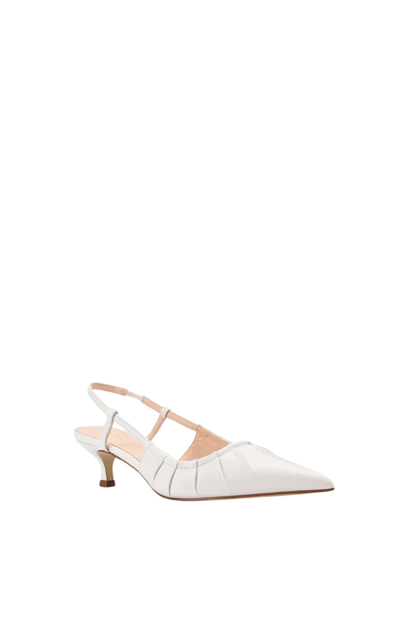 Zapatos de Tacón Kitten con Tira Trasera y Detalle Fruncido en Cuero Vegano
