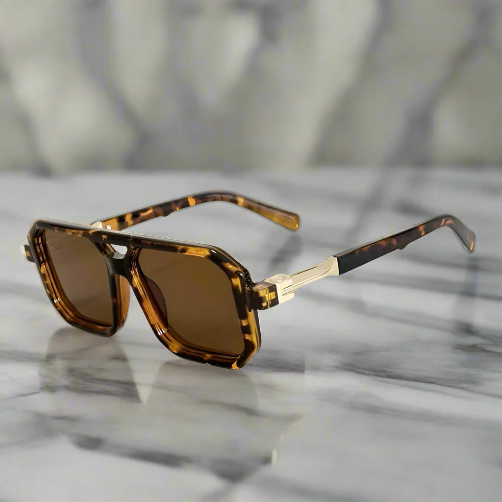 Óculos de Sol Quadrados Retro de Luxo com Proteção UV400 para Homem e Mulher