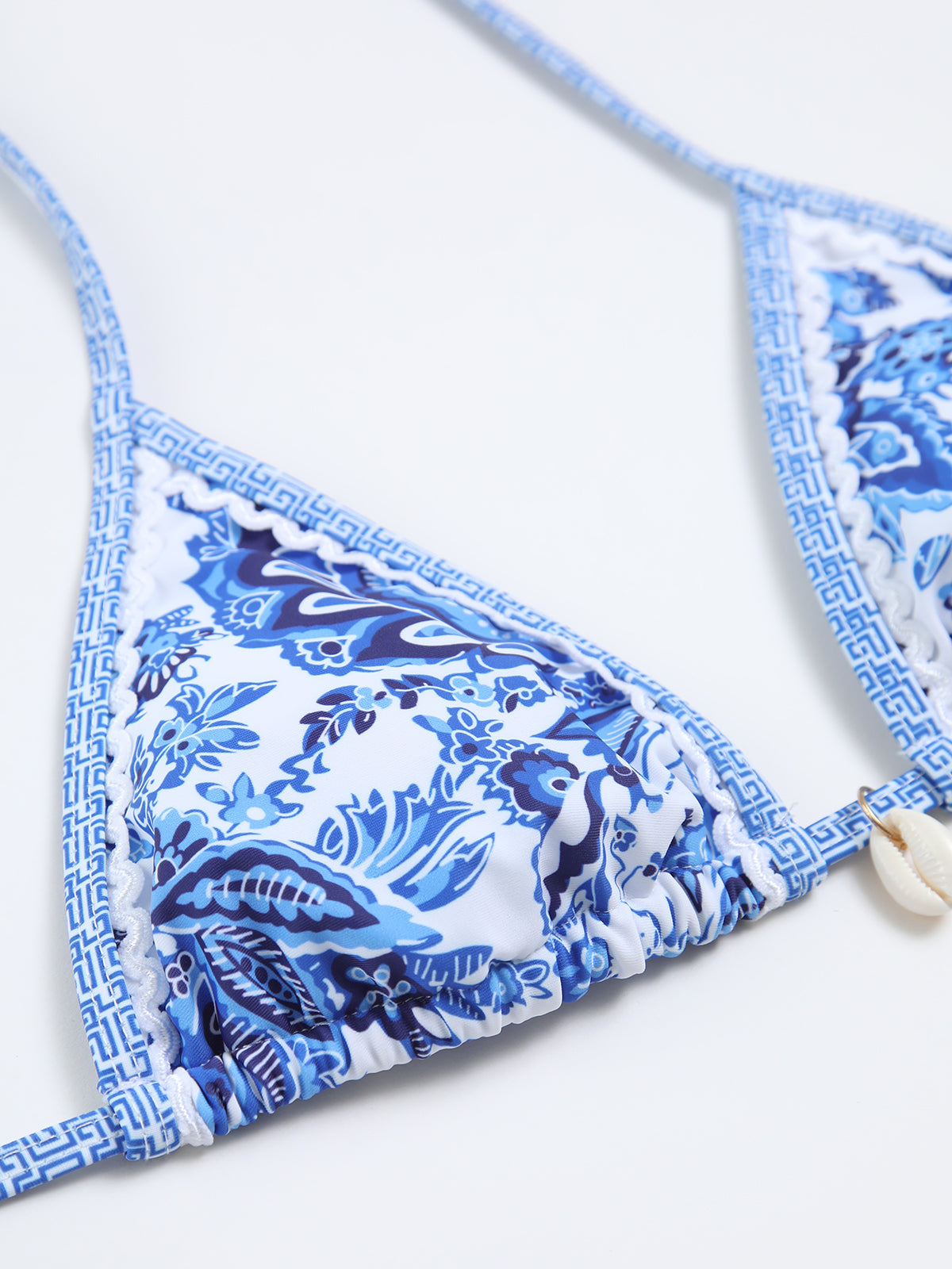 Bikini de Dos Piezas para Mujer con Cuello Halter y Relleno Extraíble con Estampado