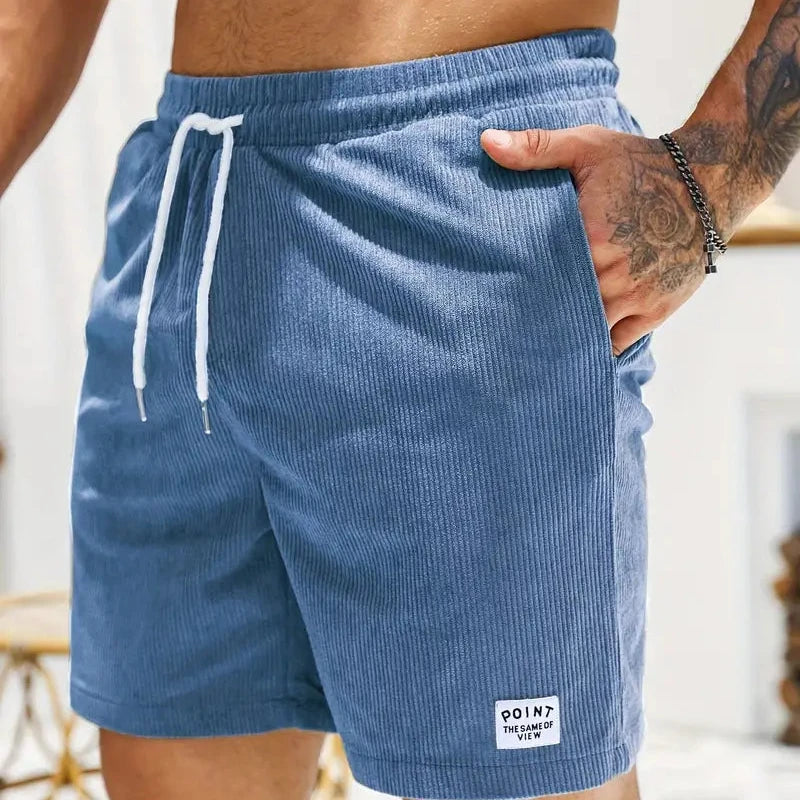 Pantalones cortos de pana para hombre - bermudas con cordón ajustables