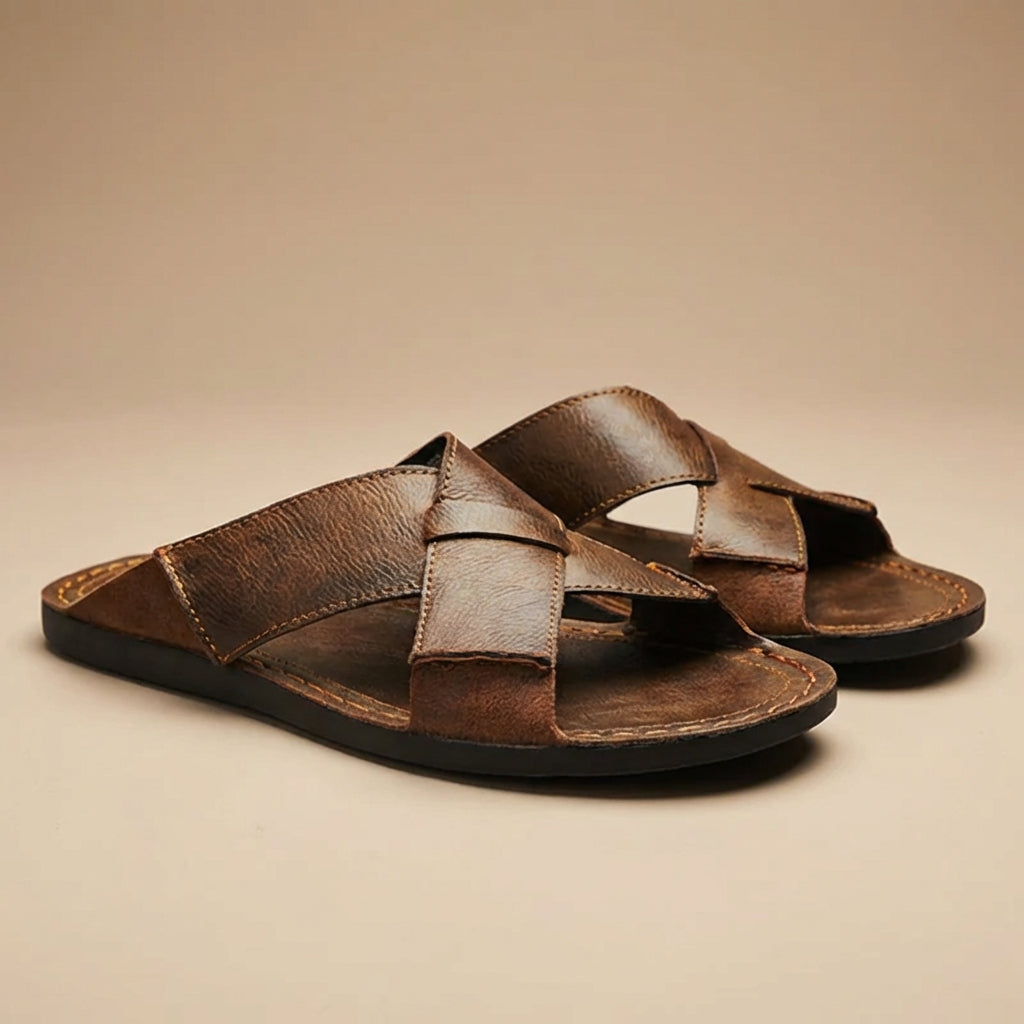 Sandalias de hombre con correas cruzadas y suela plana para uso diario [69 caracteres]