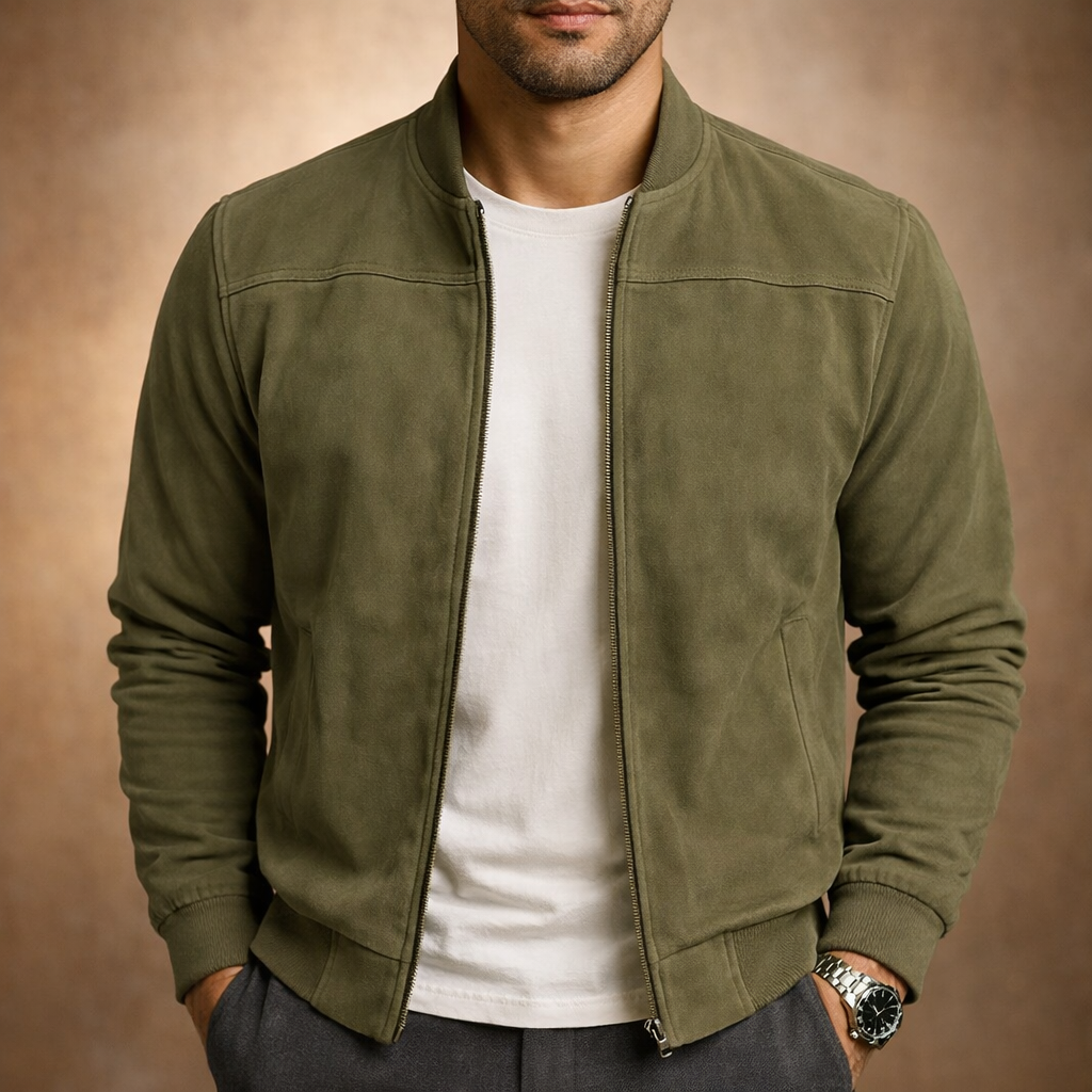 Chaqueta Bomber de Hombre con Corte Entallado y Diseño Minimalista