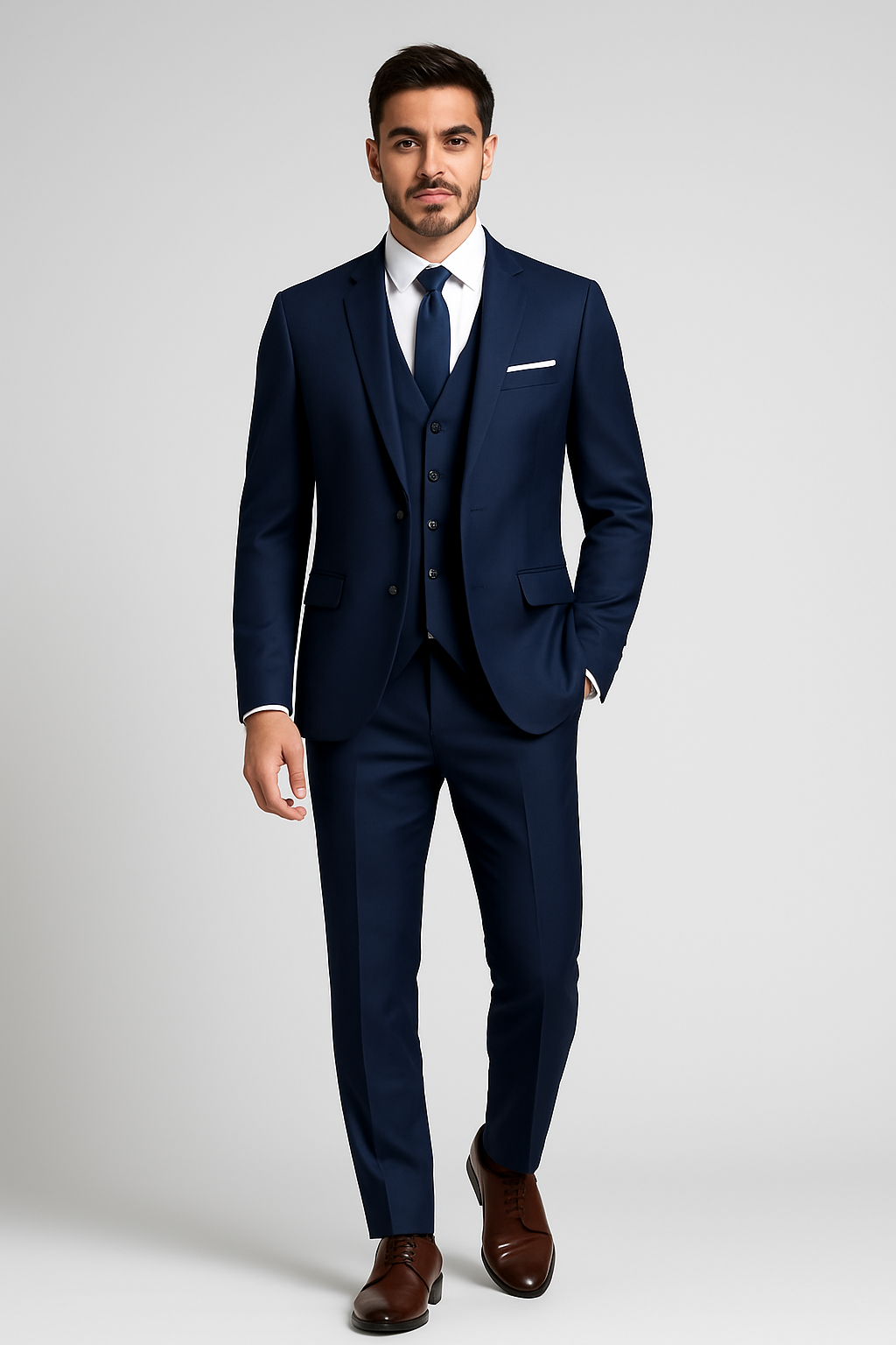 Traje hombre tres piezas corte slim formal boda banquete elegante
