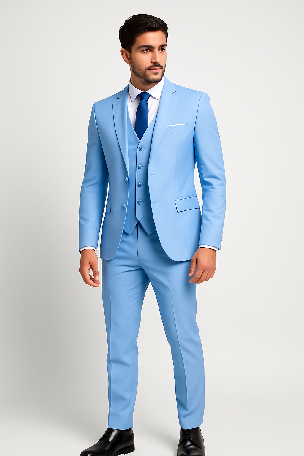 Traje hombre tres piezas corte slim formal boda banquete elegante