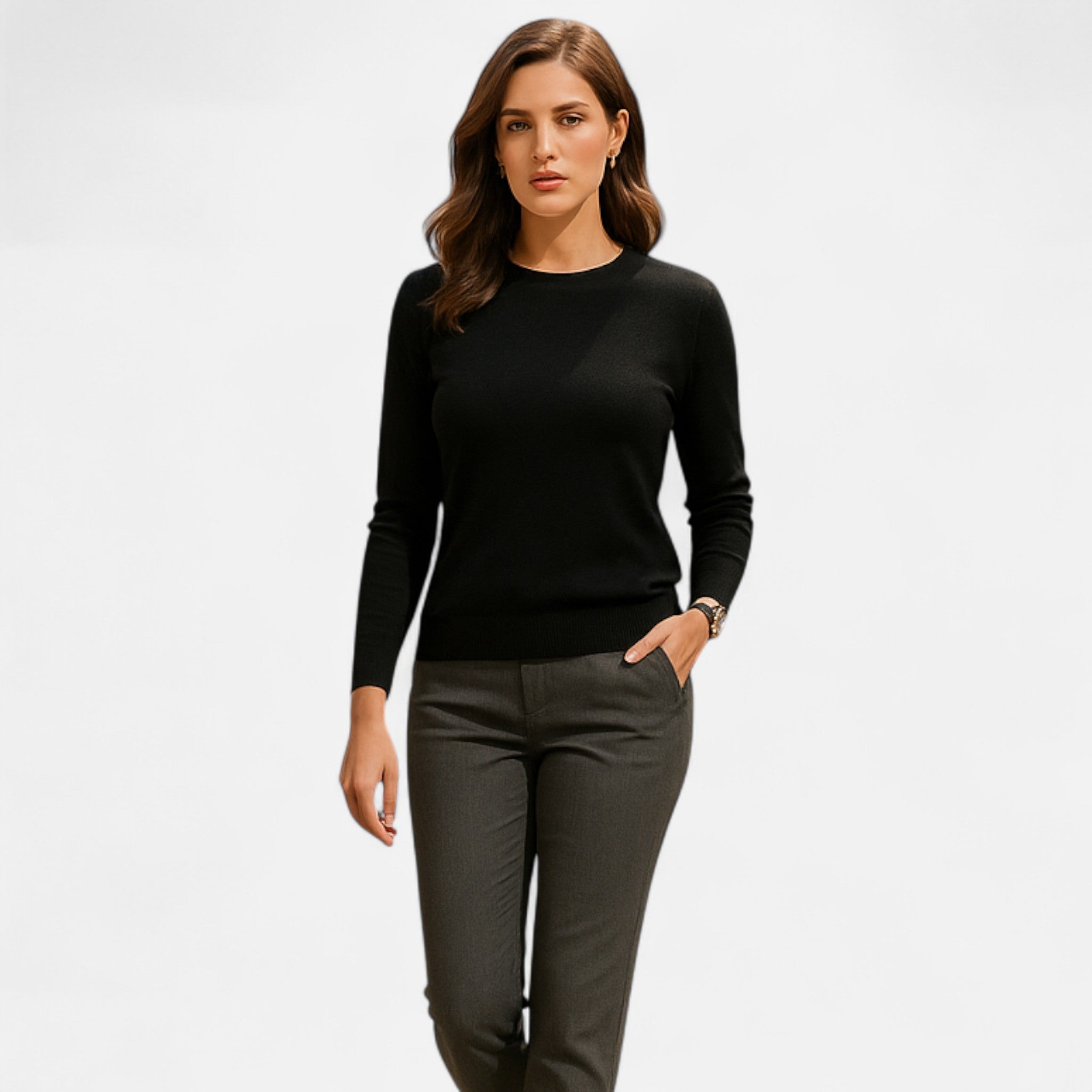 Jersey Mujer Lana Merino Cuello Redondo Slim Fit