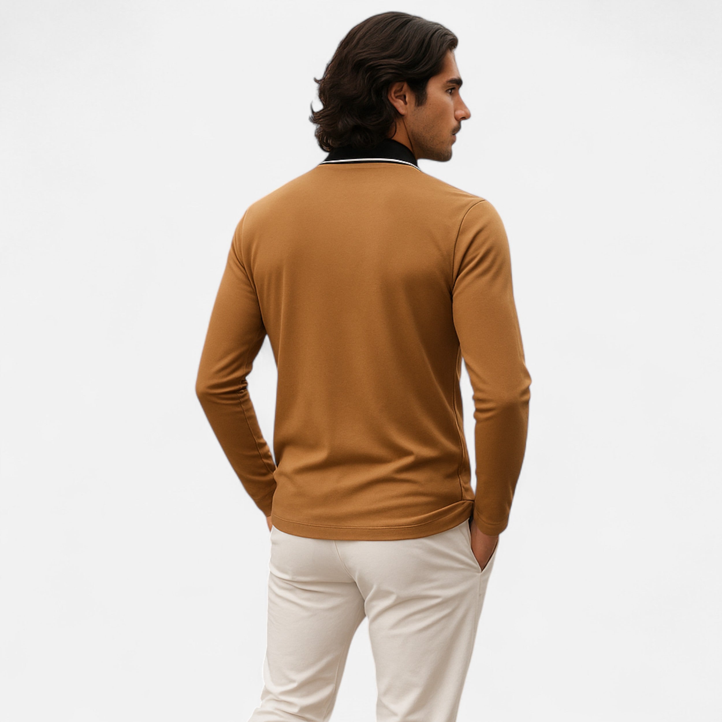 Polo Hombre Manga Larga Estilo Rugby Casual