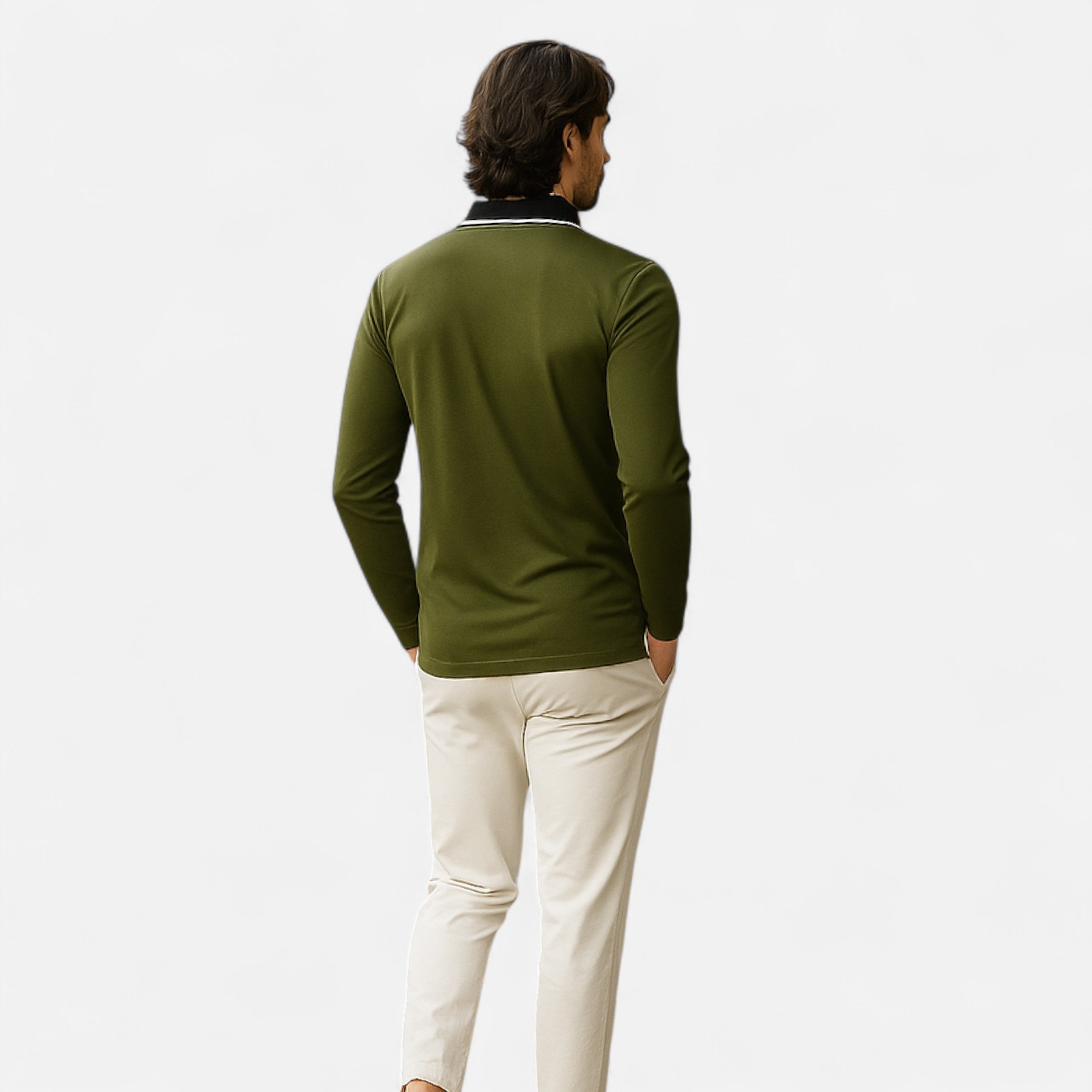 Polo Hombre Manga Larga Estilo Rugby Casual