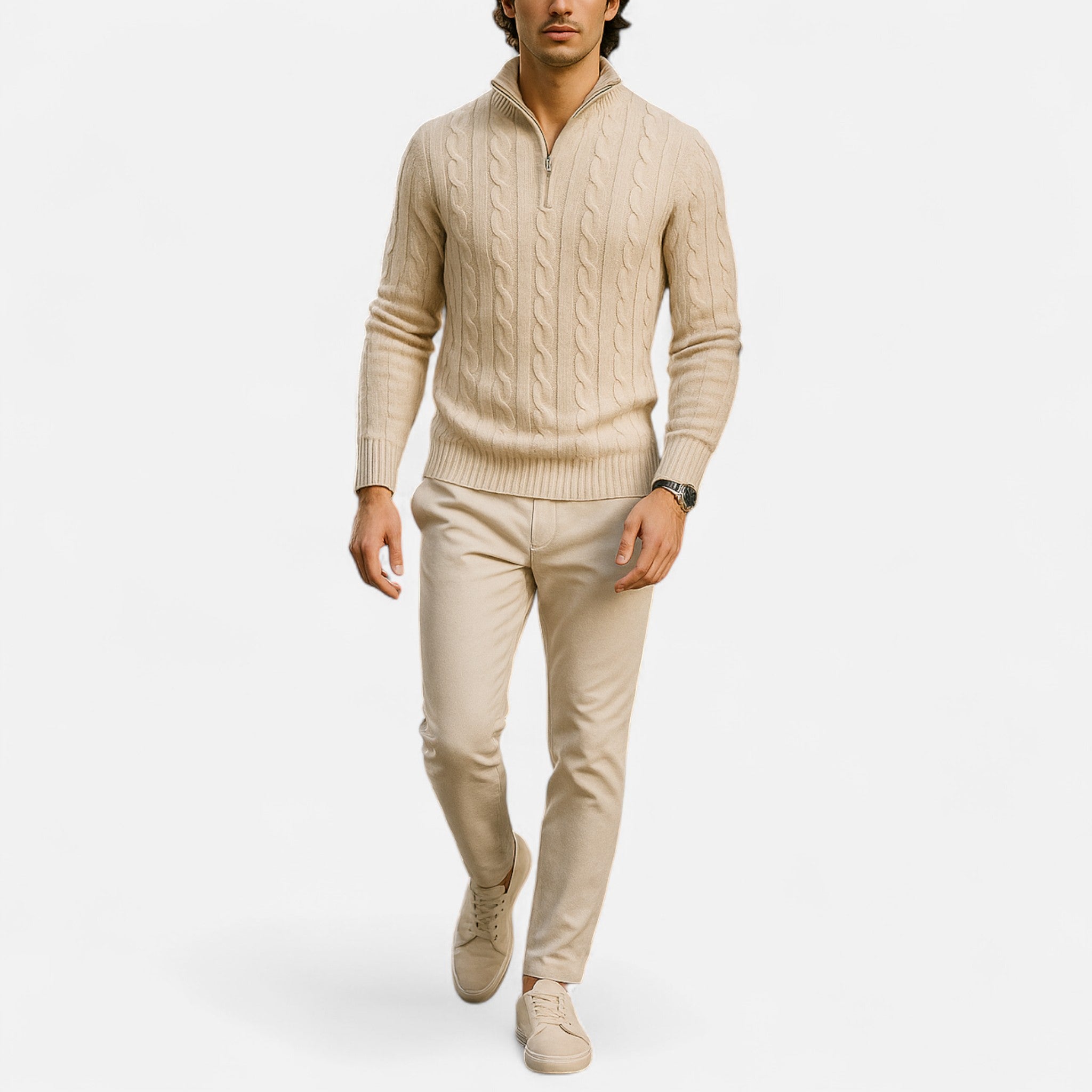 Jersey Half-Zip Hombre Cuello Alto Estilo Clásico