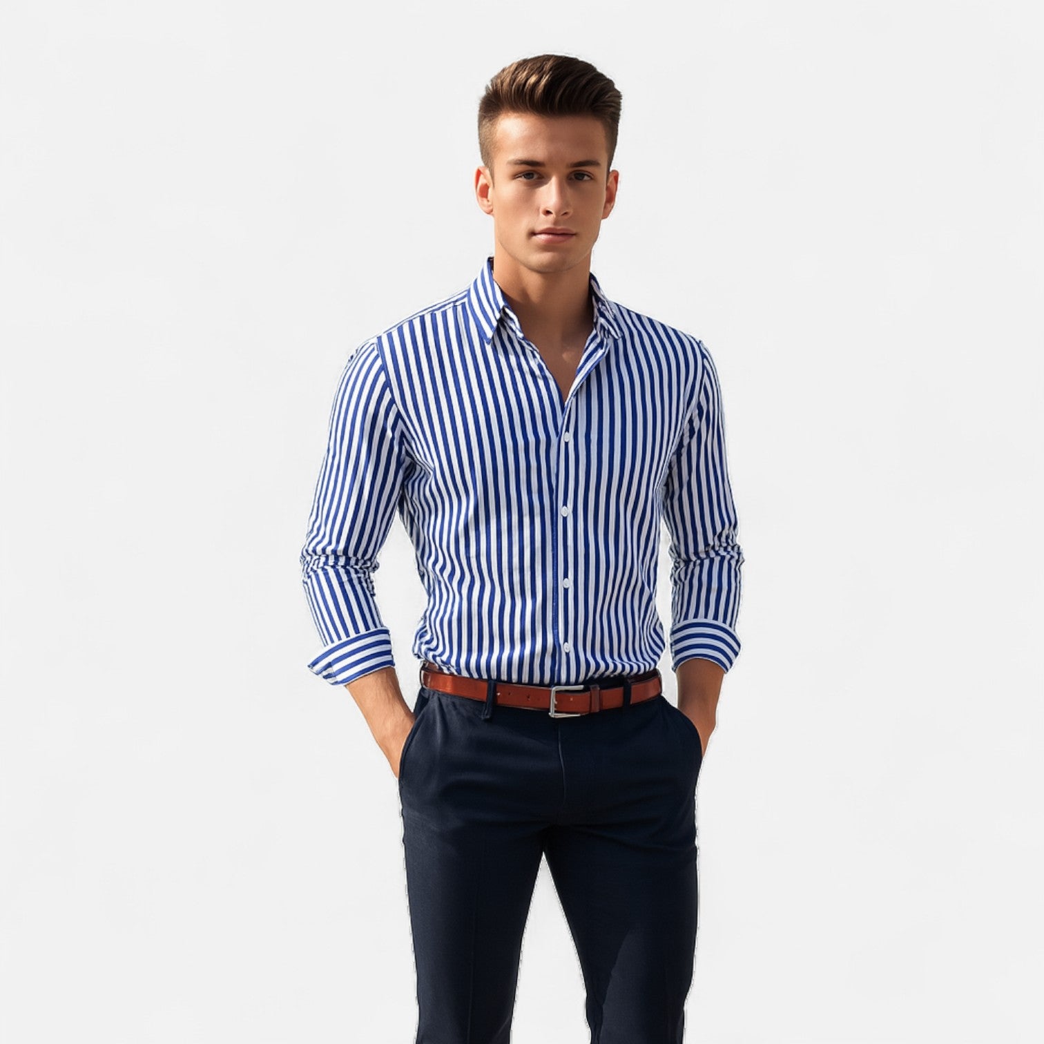 Camisa a Rayas para Hombre – Diseño Clásico con Patrón Atemporal y Ajuste Refinado
