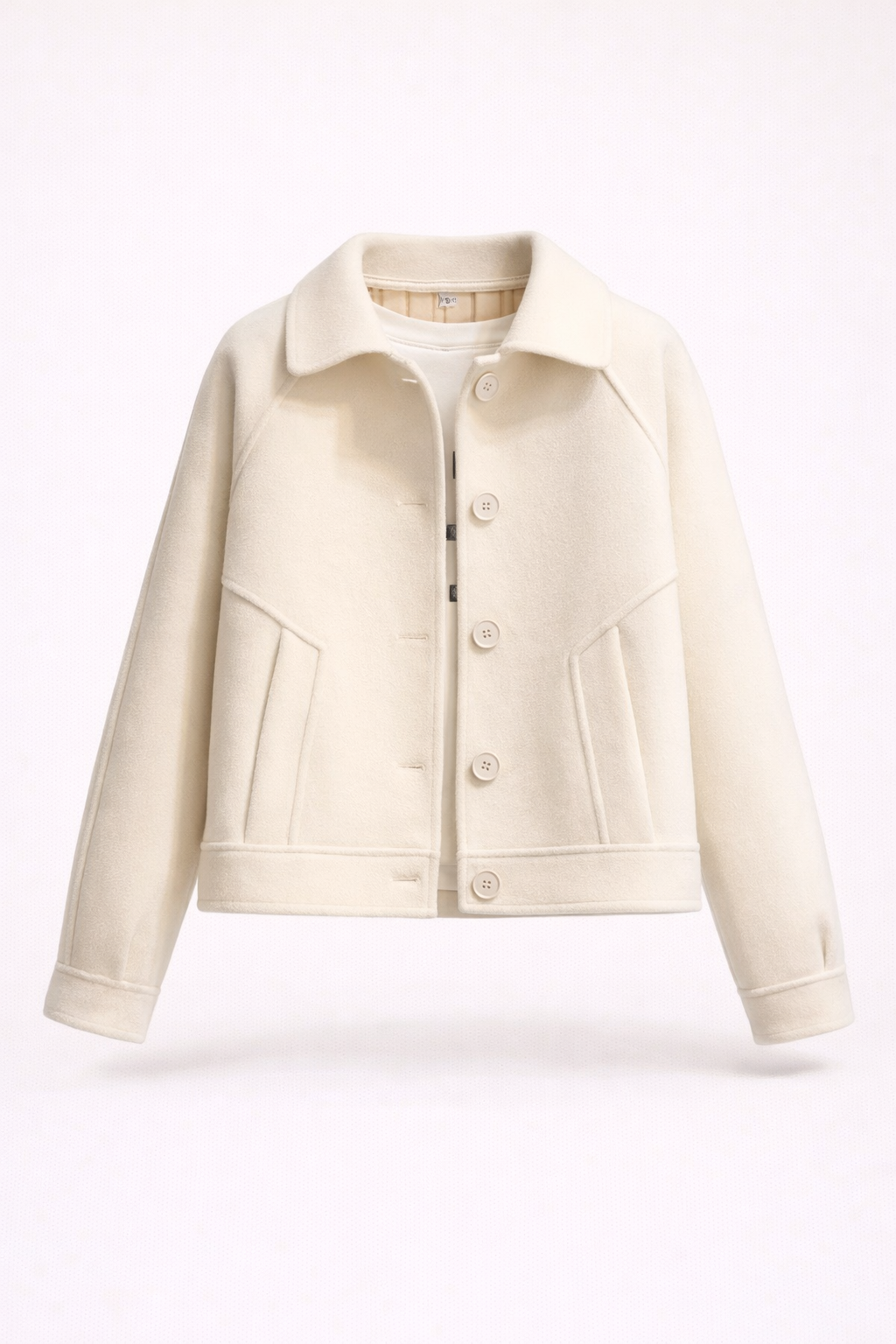 Chaqueta de Mezcla de Lana con Botones y Cuello Camisero para Mujer