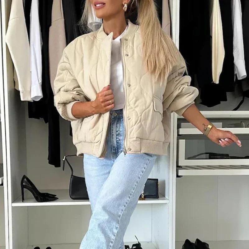 Chaqueta Bomber Forrada para Mujer con Diseño Acolchado y Cremallera