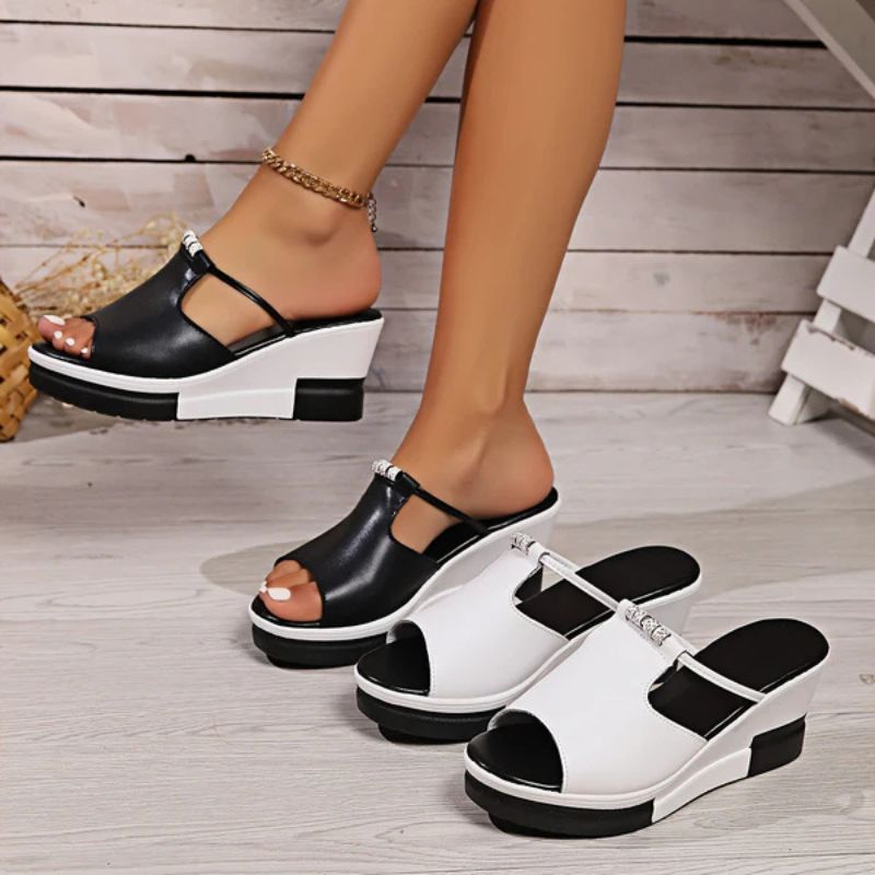 Sandalias de plataforma para mujer con tira en T y punta abierta — diario