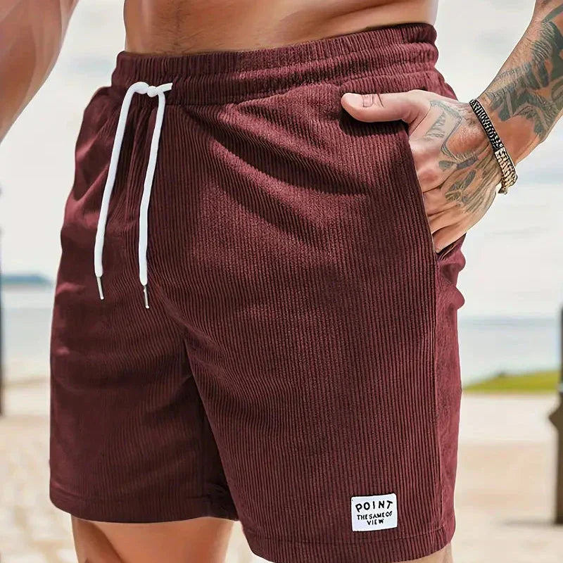 Pantalones cortos de pana para hombre - bermudas con cordón ajustables