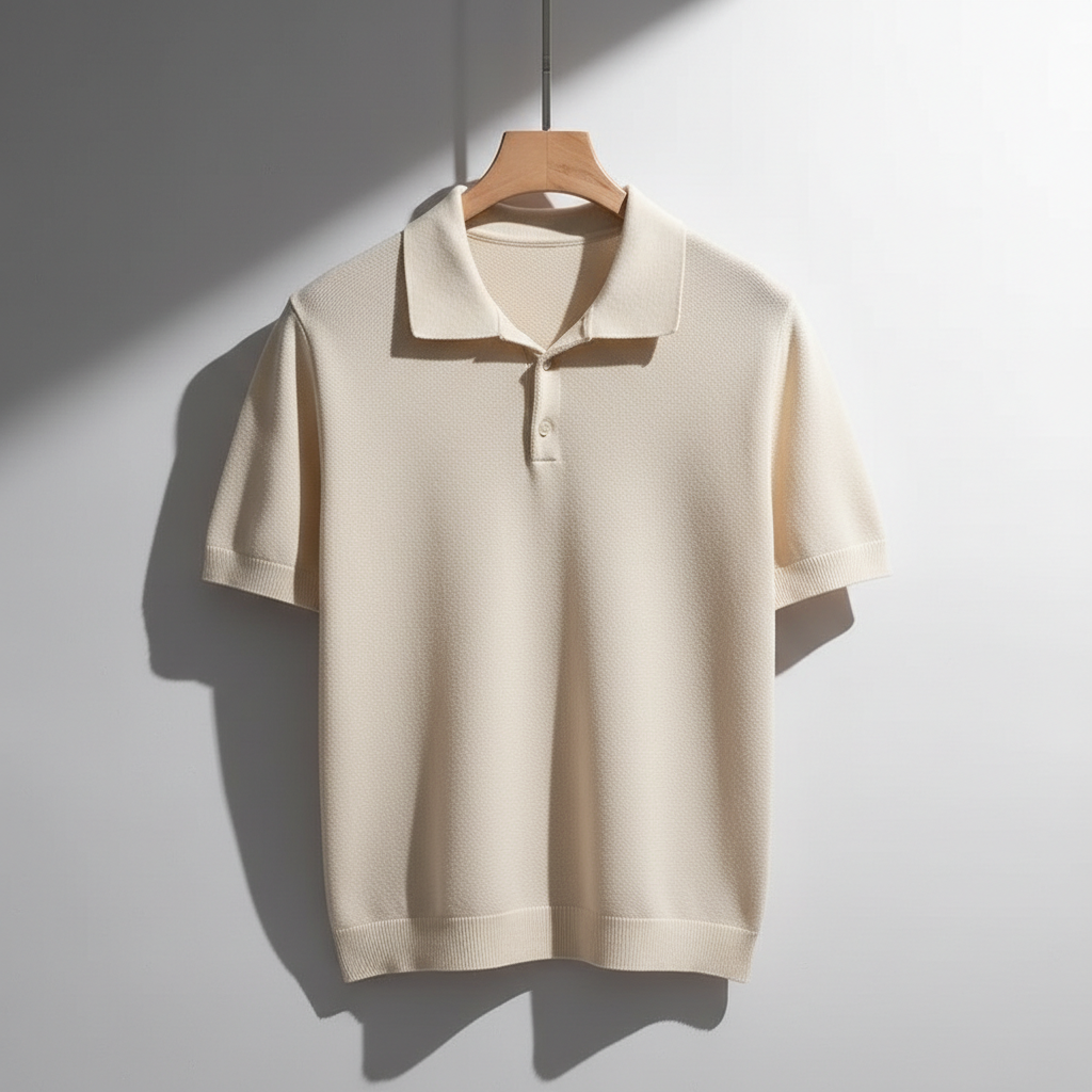 Polo de punto para hombre de algodón con corte sastre — casual