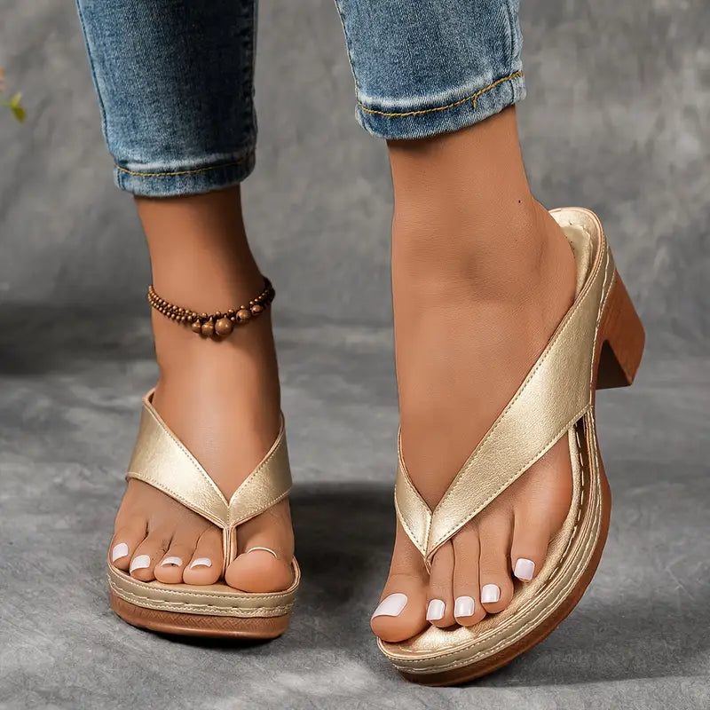 Sandalias de tacón bajo con tiras abiertas para uso diario