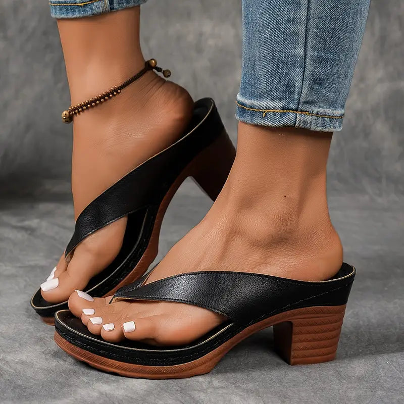 Sandalias de tacón bajo con tiras abiertas para uso diario
