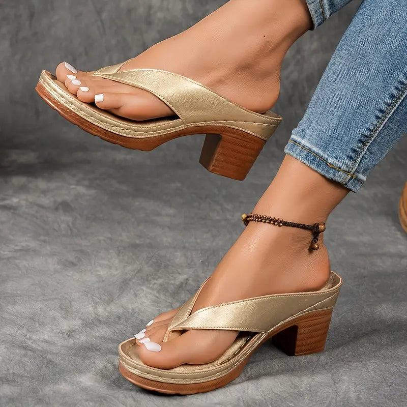 Sandalias de tacón bajo con tiras abiertas para uso diario