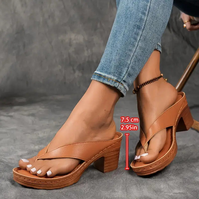 Sandalias de tacón bajo con tiras abiertas para uso diario
