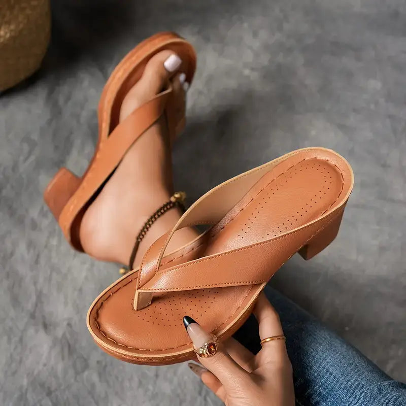 Sandalias de tacón bajo con tiras abiertas para uso diario