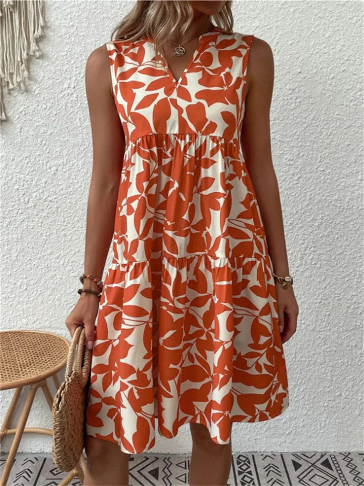 Vestido midi mujer estampado floral sin mangas cuello en V