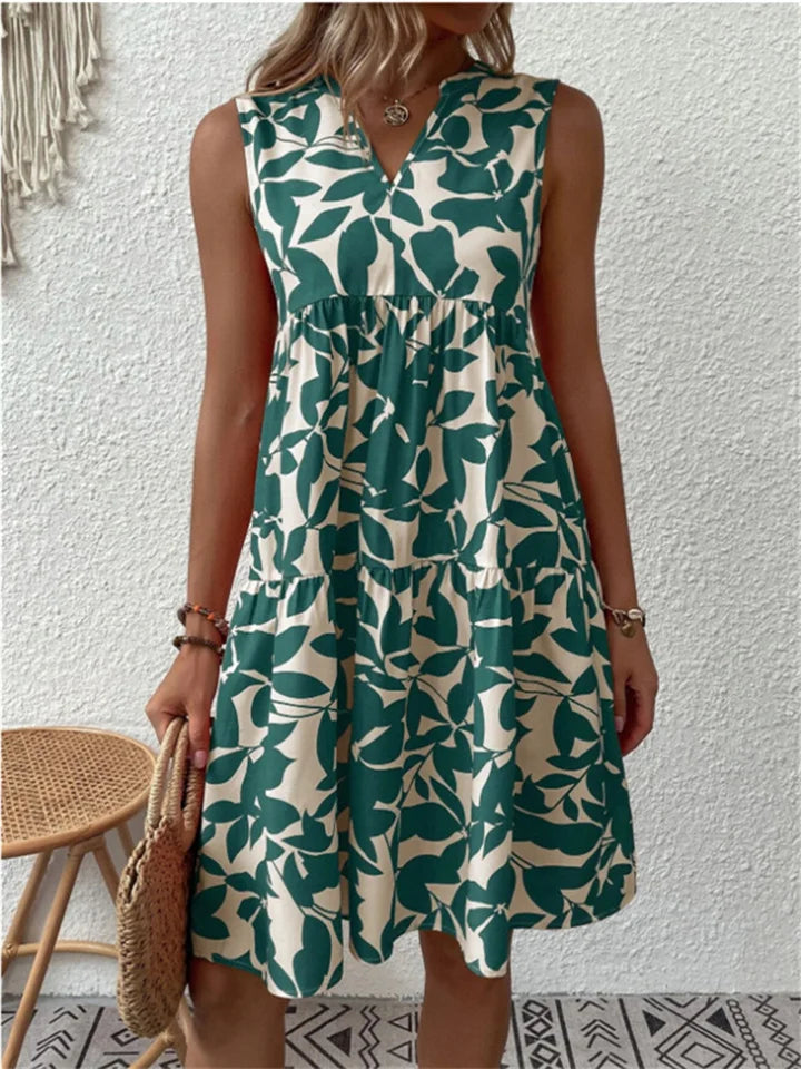 Vestido midi mujer estampado floral sin mangas cuello en V