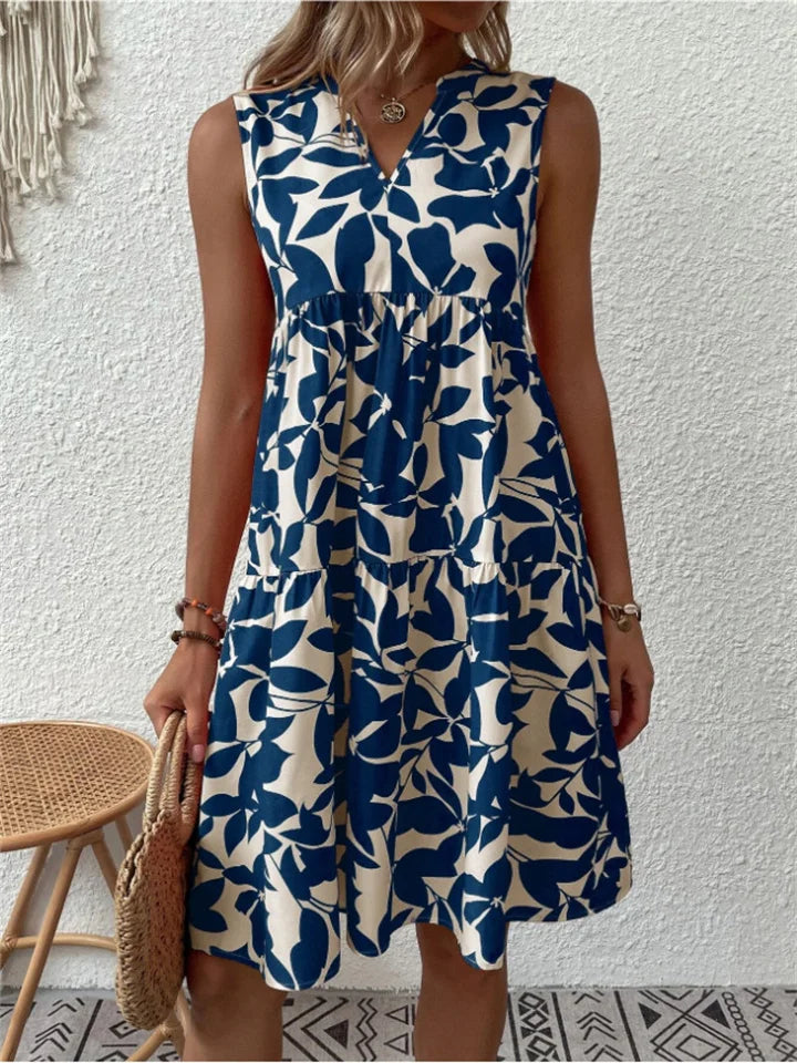 Vestido midi mujer estampado floral sin mangas cuello en V