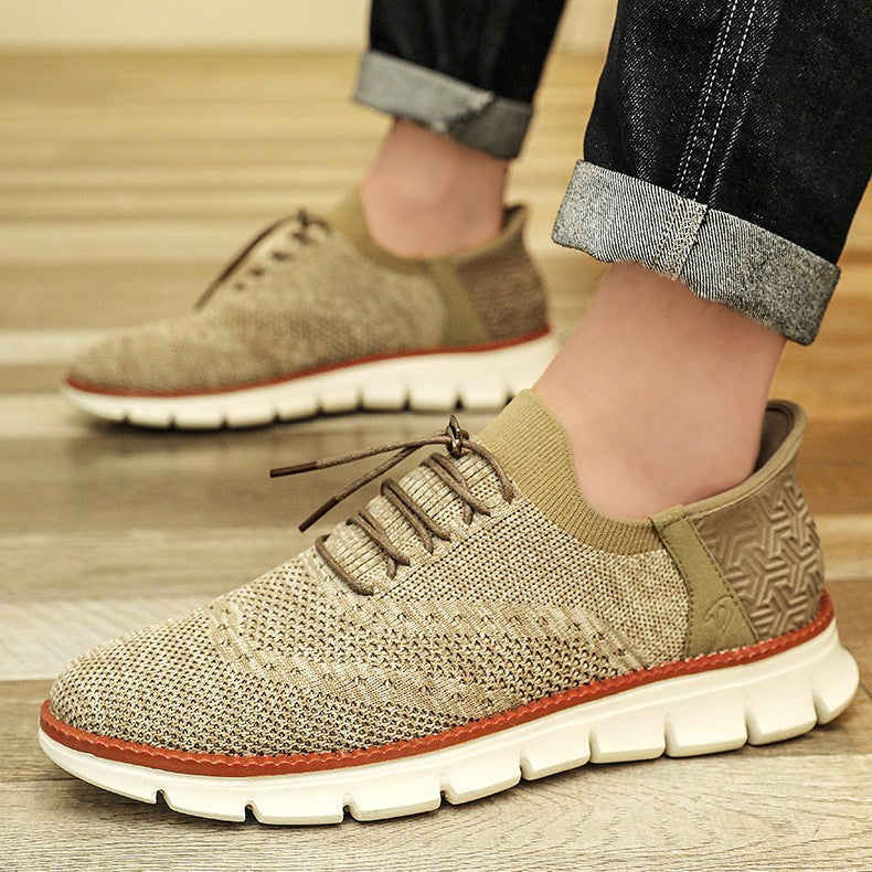 Pánské brogue boty z mesh materiálu s flexibilní gumovou podrážkou a šněrováním