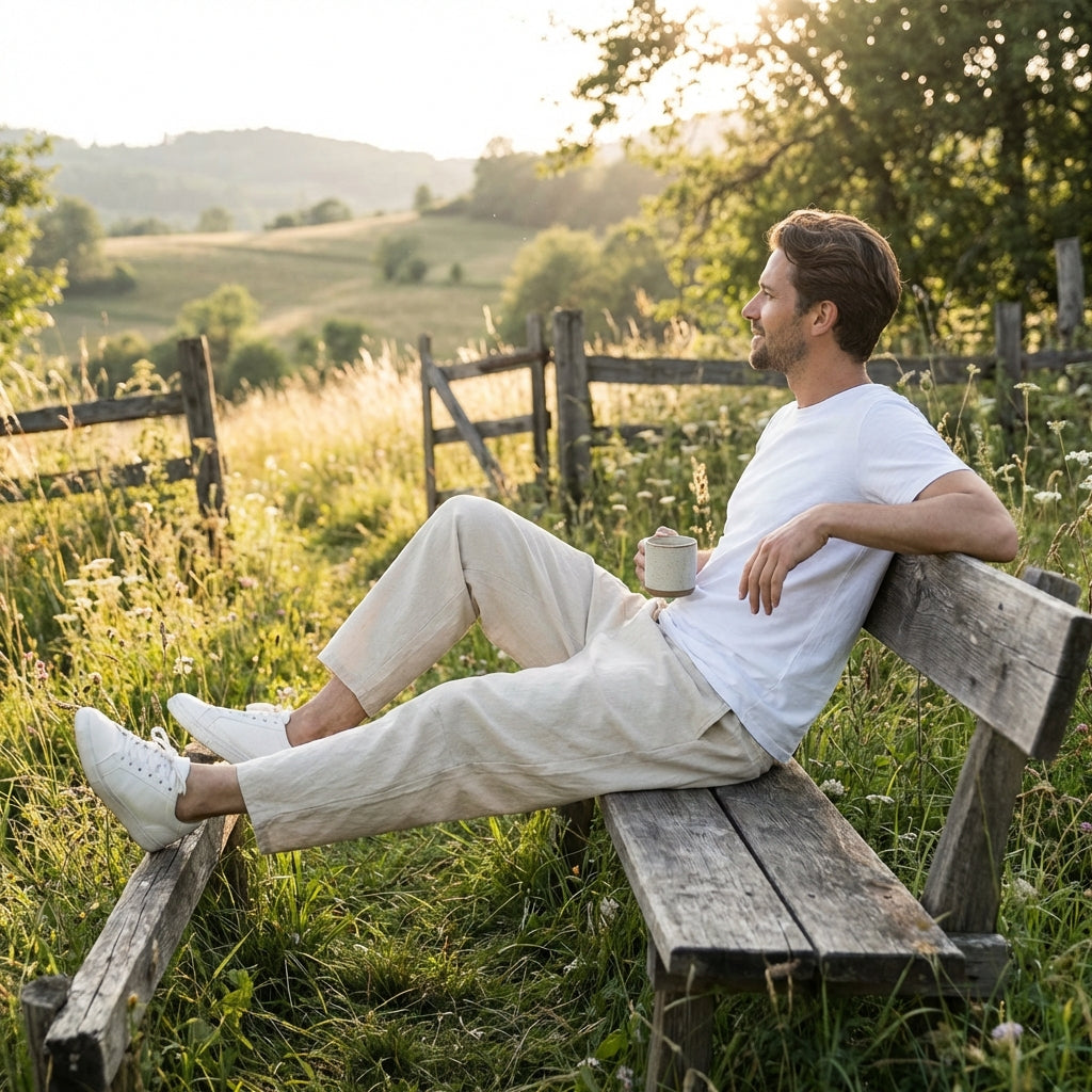 Pantalones Harem de Algodón para Hombre con Cintura Elástica y Cordón Ajustable