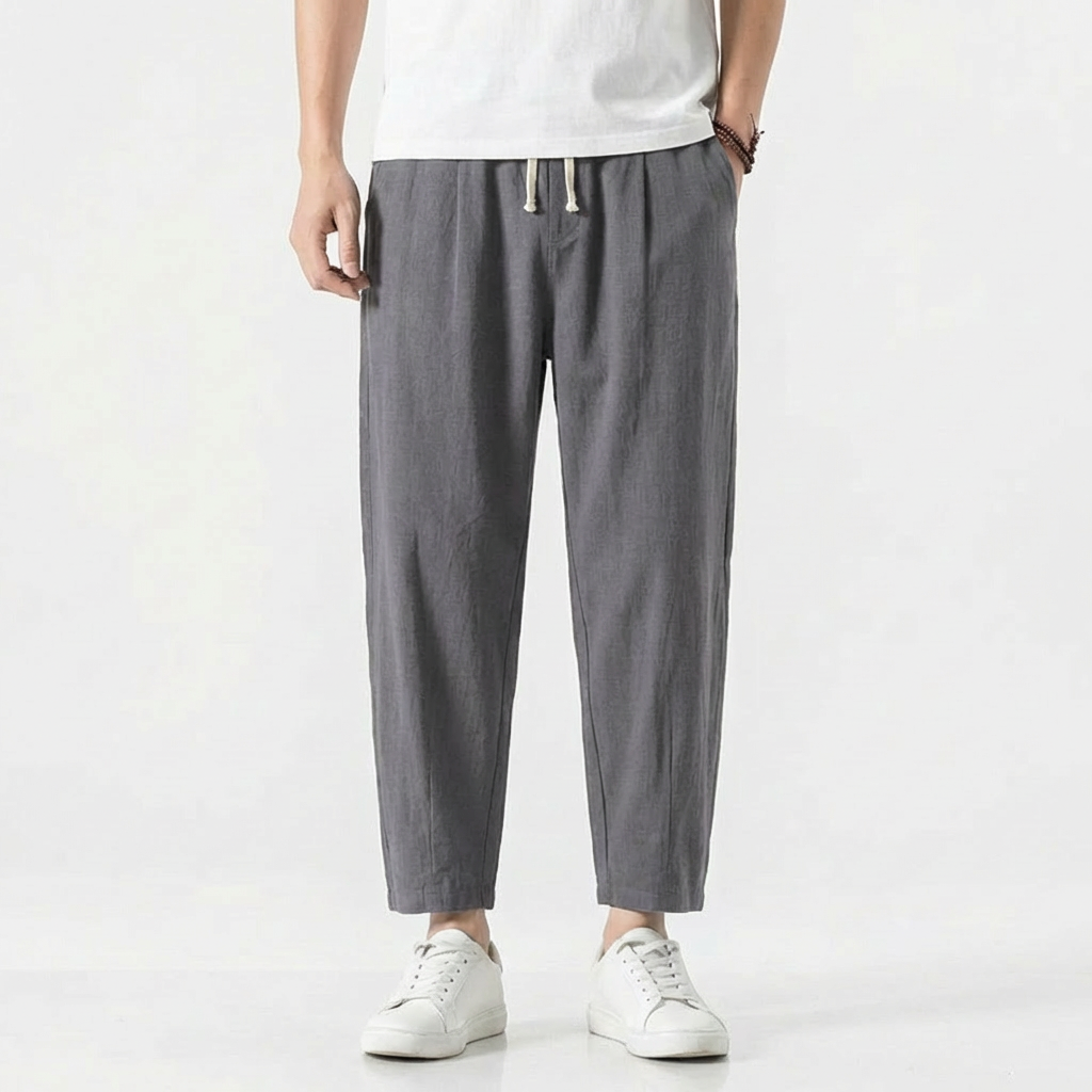Pantalones Harem de Algodón para Hombre con Cintura Elástica y Cordón Ajustable