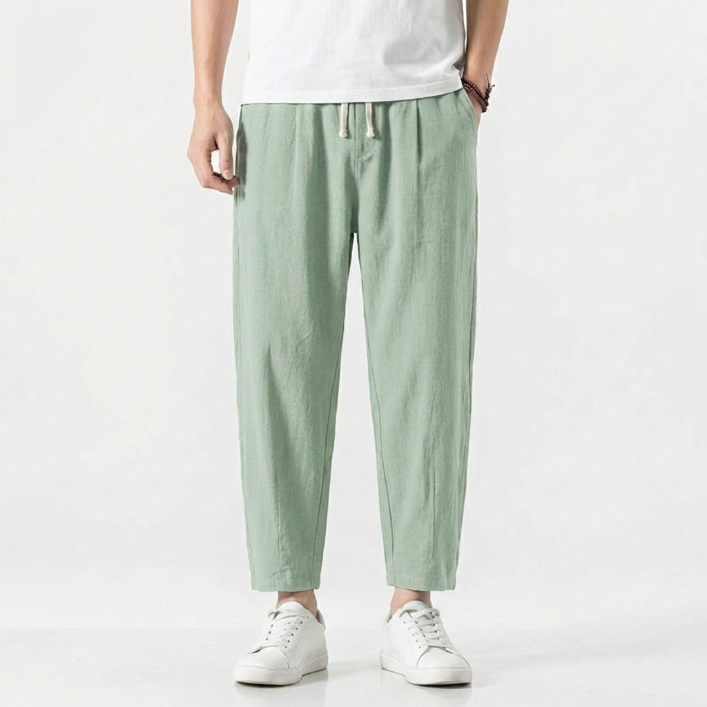 Pantalones Harem de Algodón para Hombre con Cintura Elástica y Cordón Ajustable