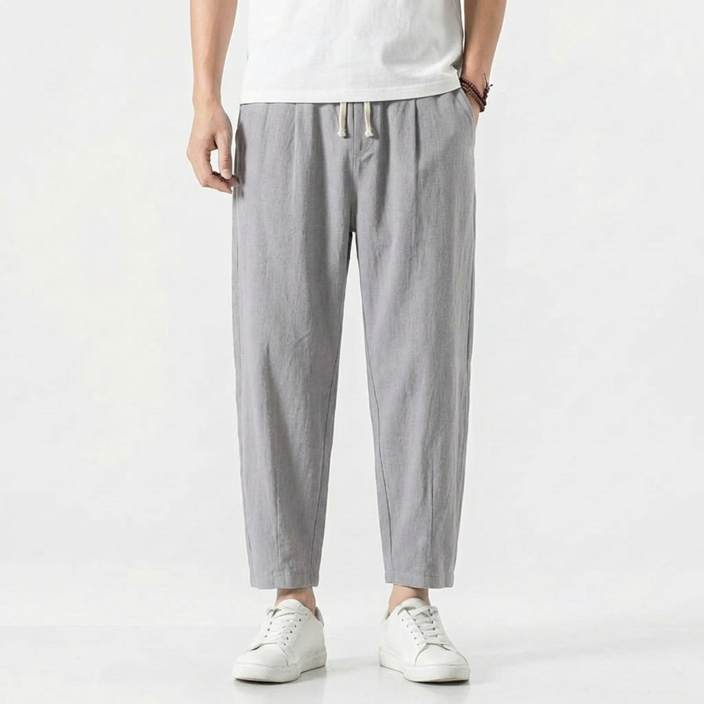 Pantalones Harem de Algodón para Hombre con Cintura Elástica y Cordón Ajustable