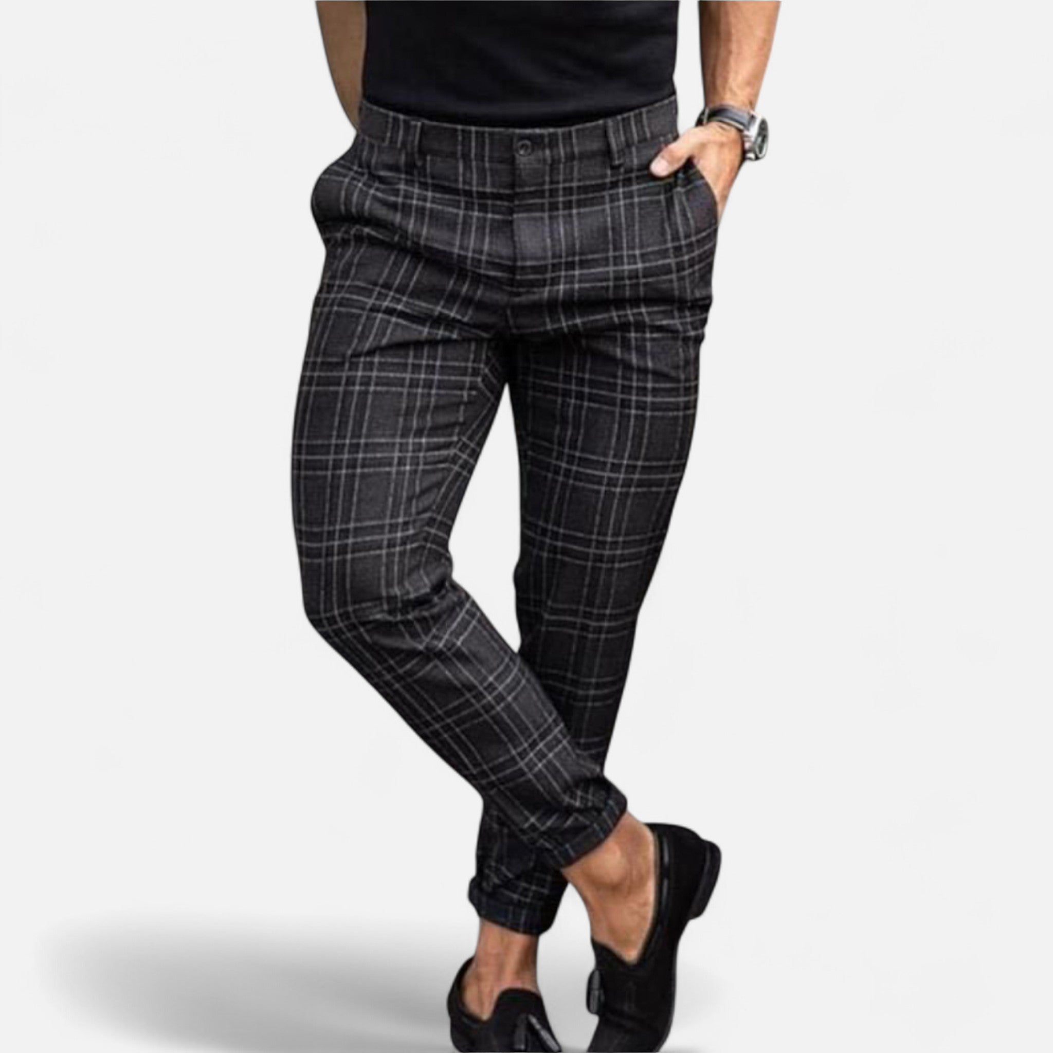 Chinos Hombre Slim Fit Cuadro Clásico con Stretch