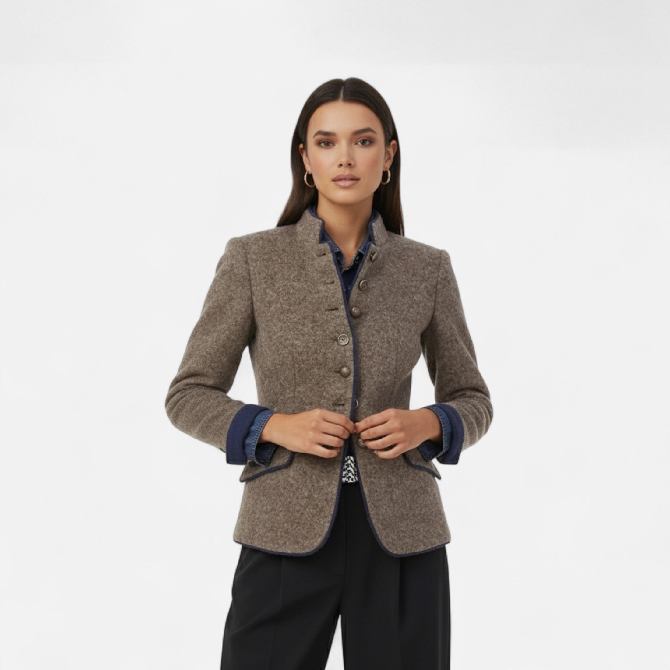 Abrigo Mujer Invierno Lana Imitación Elegante