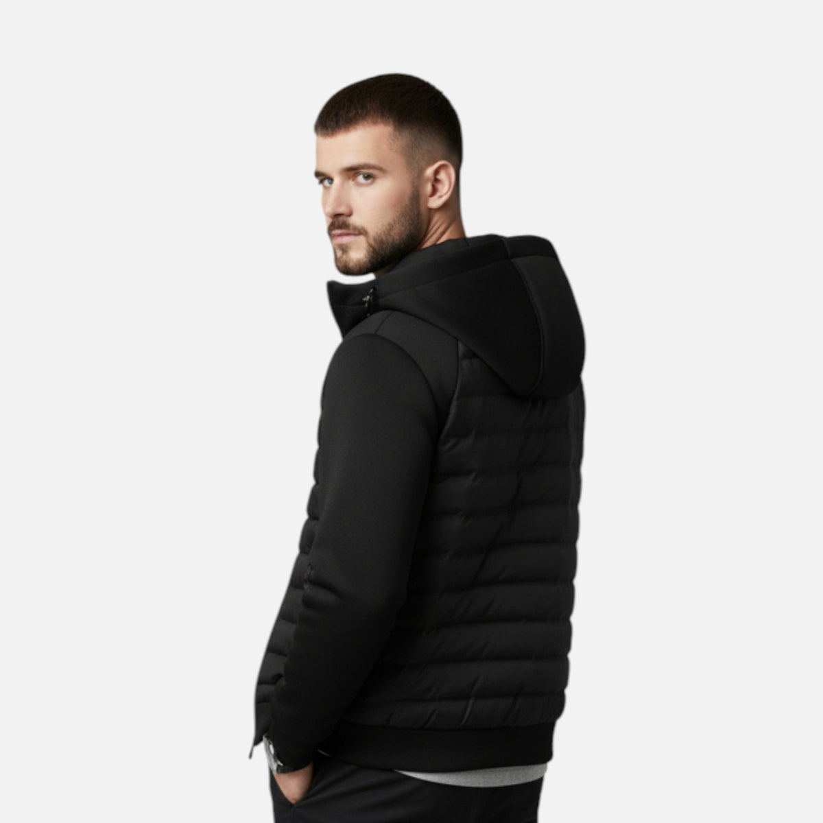 Chaqueta Acolchada de Hombre con Capucha Ajustable y Bolsillos Múltiples