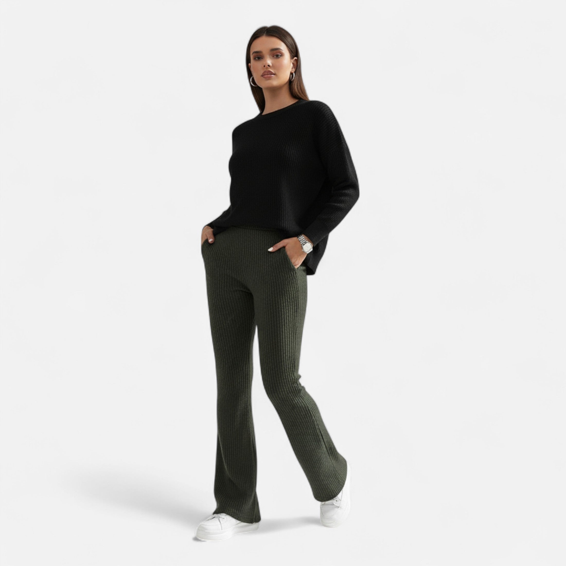 Pantalón Elegante Cintura Alta Mujer