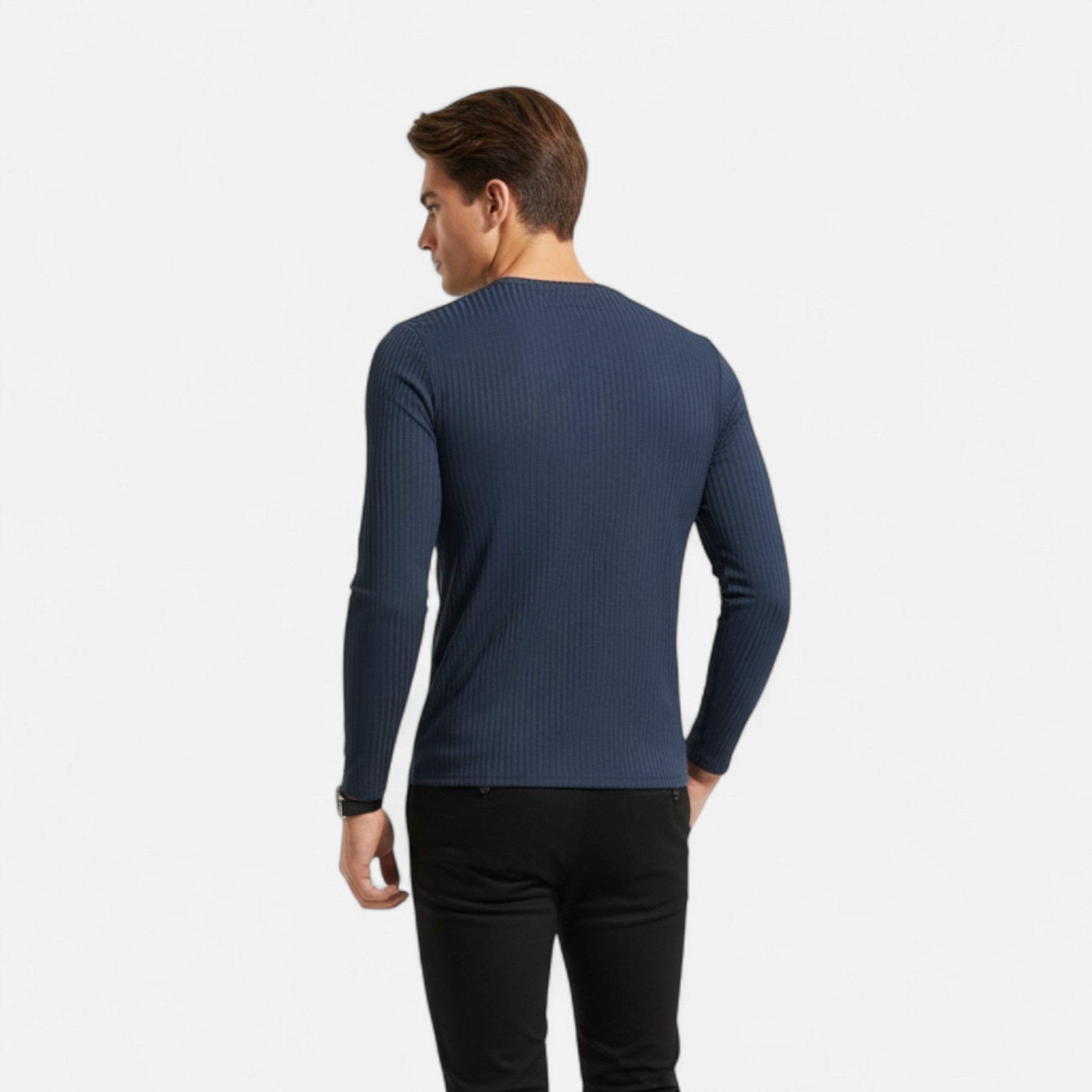 Eliaro Moda | T-shirt de Manga Comprida Canelada para Homem