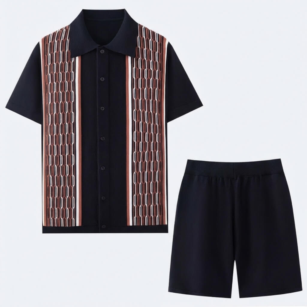 Conjunto de punto de dos piezas — punto geométrico — ropa casual verano
