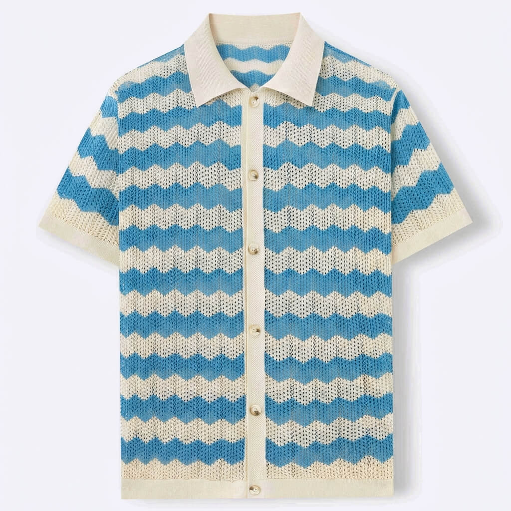 Polo de punto jacquard con botones para hombre — verano