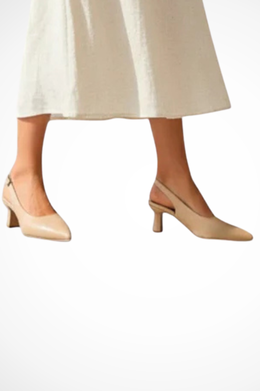 Escarpins slingback à bout pointu pour femme, talon bas kitten heel