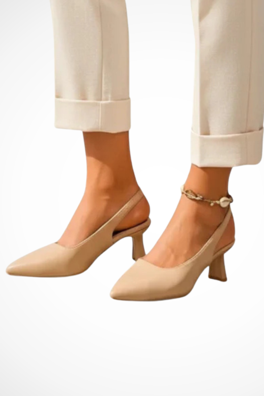 Escarpins slingback à bout pointu pour femme, talon bas kitten heel