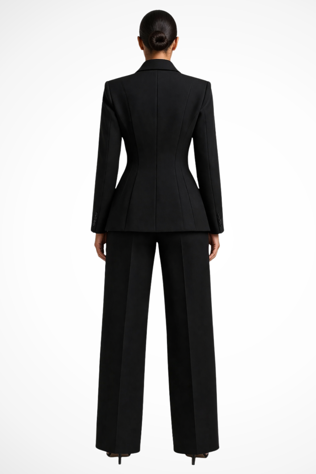 Traje de Dos Piezas para Mujer Blazer Entallado y Pantalón de Pata Ancha