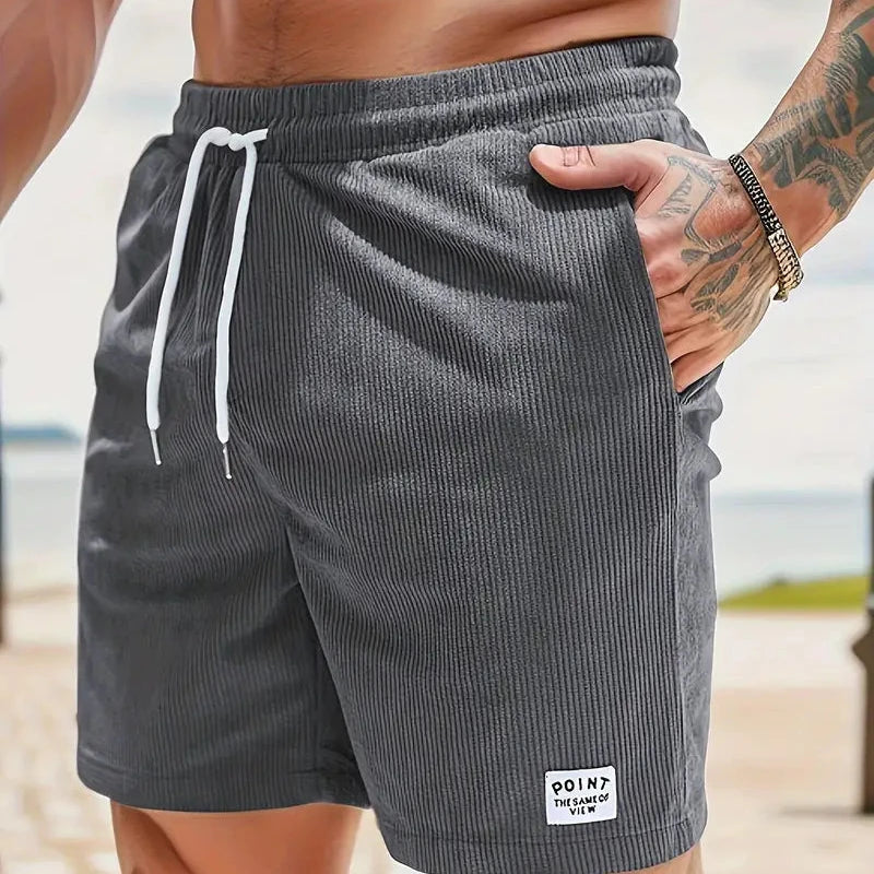 Pantalones cortos de pana para hombre - bermudas con cordón ajustables