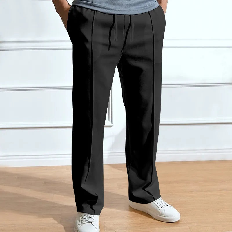 Pantalones hombre ajuste flexible cintura elástica cordón