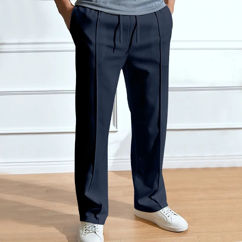 Pantalones hombre ajuste flexible cintura elástica cordón