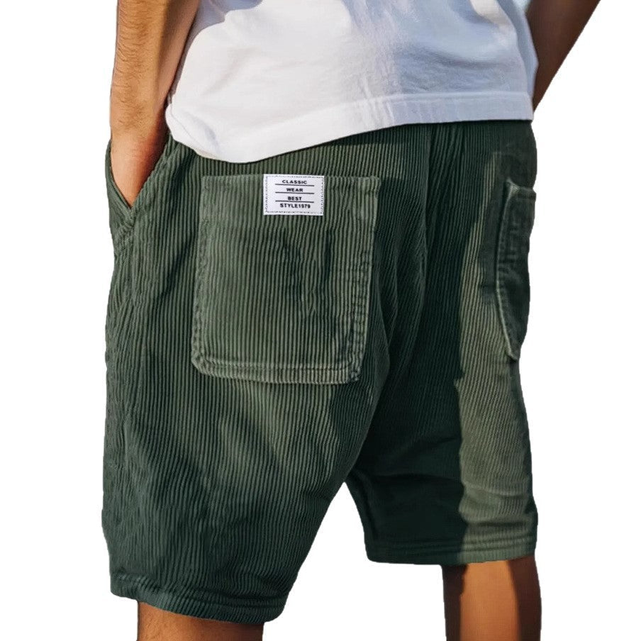 Pantalones cortos de pana para hombre - bermudas casuales de verano