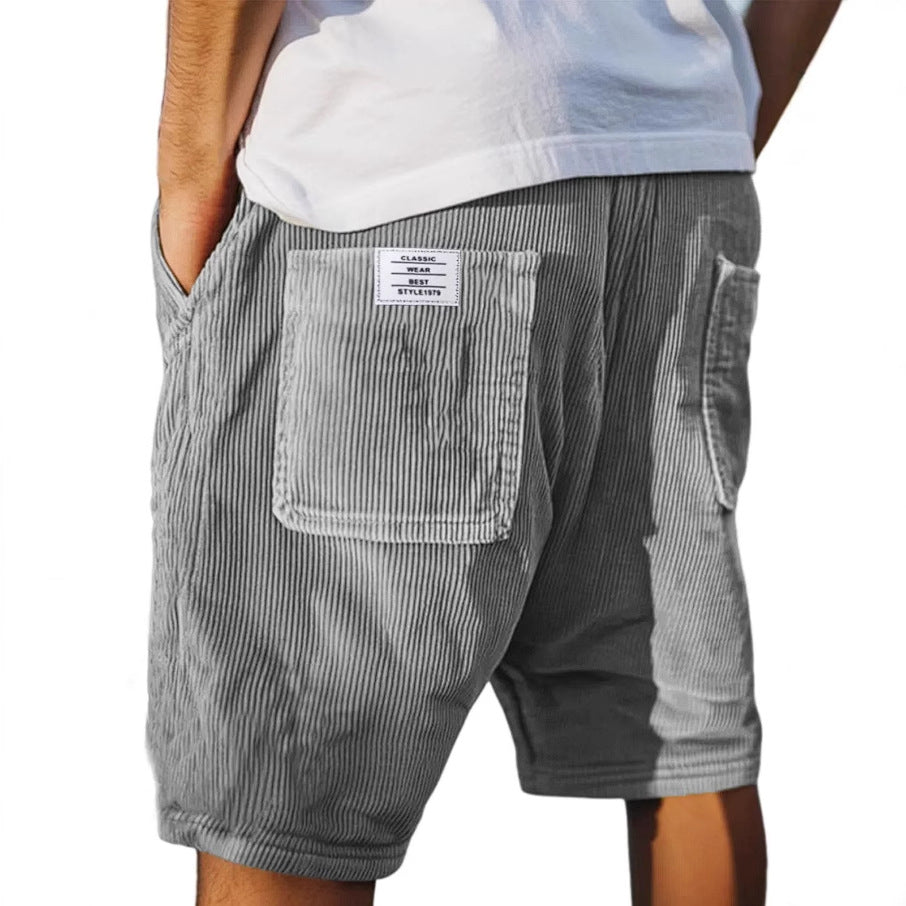 Pantalones cortos de pana para hombre - bermudas casuales de verano