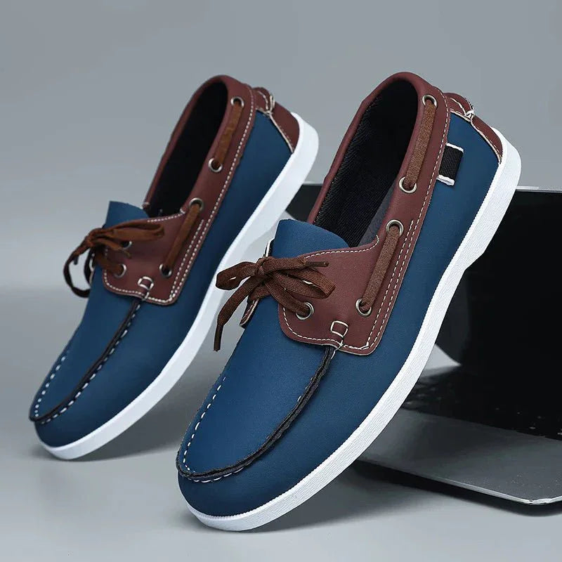 Mocasines de Lona para Hombre Estilo Slip-On con Suela de Goma y Puntera Redonda